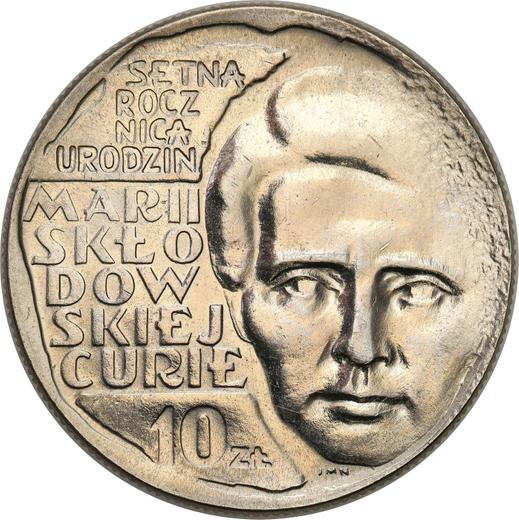 Revers Probe 10 Zlotych 1967 MW JMN "Marie Skłodowska-Curie" Nickel - Münze Wert - Polen, Volksrepublik Polen