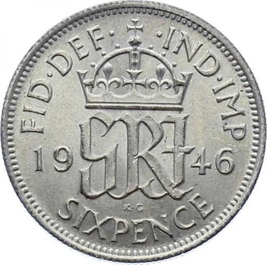 Revers 6 Pence 1946 - Silbermünze Wert - Großbritannien, Georg VI