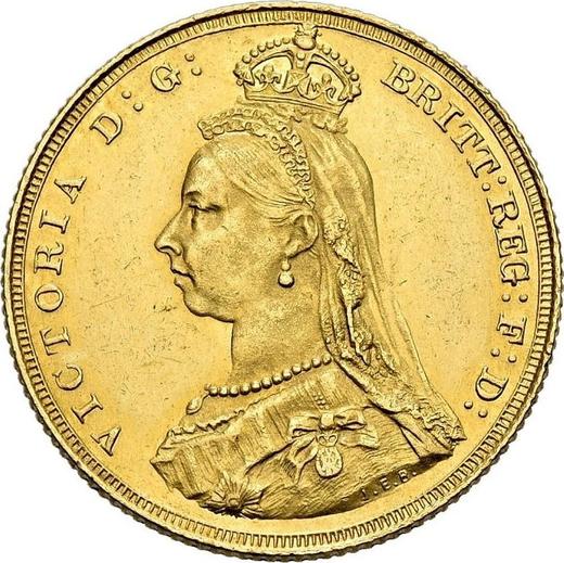 Obverse Sovereign 1887 JEB "Jubilee Head" - Gold Coin Value - United Kingdom, Victoria