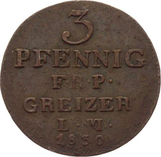Reverse 3 Pfennig 1830 -  Coin Value - Reuss-Greiz, Heinrich XIX