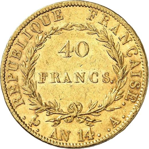 Reverse 40 Francs AN 14 (1805-1806) A - Gold Coin Value - France, Napoleon I