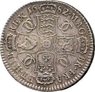 Reverso Media corona 1682 "Cuarto busto laureado" - valor de la moneda de plata - Gran Bretaña, Carlos II