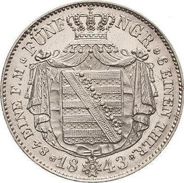 Revers 1/6 Taler 1843 G - Silbermünze Wert - Sachsen-Albertinische, Friedrich August II