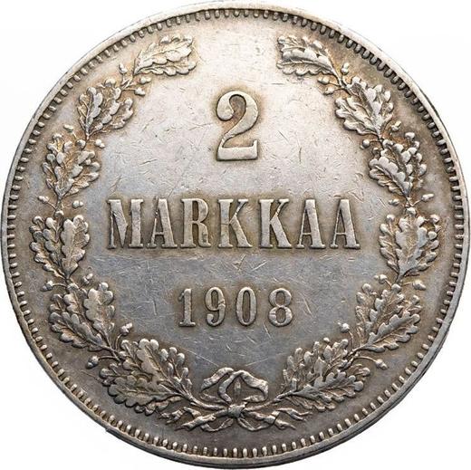 Reverse 2 Mark 1908 L - Silver Coin Value - Finland, Grand Duchy