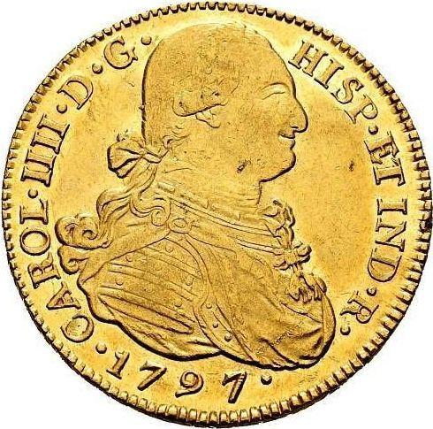Obverse 8 Escudos 1797 P JF - Gold Coin Value - Colombia, Charles IV