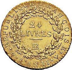 Reverse 24 Livres AN II (1793) BB - Gold Coin Value - France, First Republic