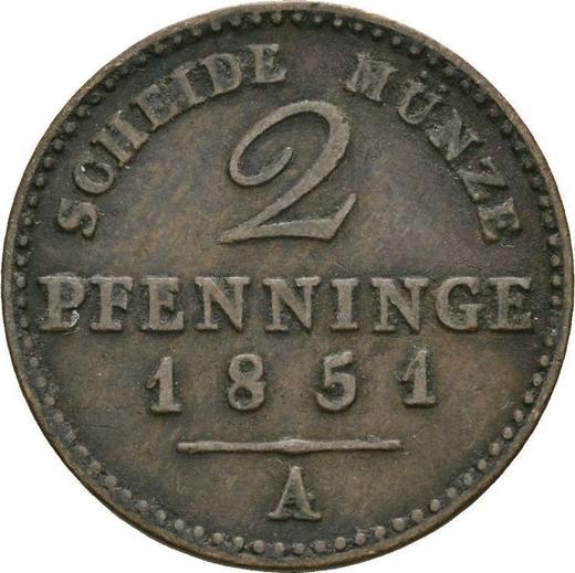 Reverse 2 Pfennig 1851 A - Coin Value - Prussia, Frederick William IV