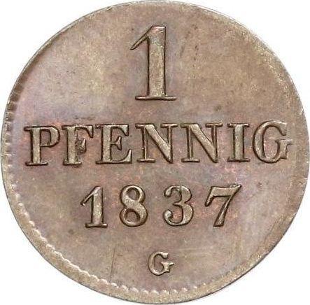 Reverse 1 Pfennig 1837 G -  Coin Value - Saxony-Albertine, Frederick Augustus II