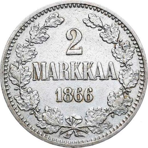 Reverse 2 Mark 1866 S - Silver Coin Value - Finland, Grand Duchy