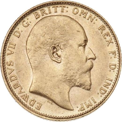 Аверс монеты - Соверен 1910 года M - цена золотой монеты - Австралия, Эдуард VII