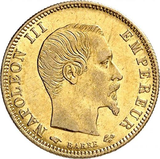 Anverso 5 francos 1855 A "Tipo 1855-1860" - valor de la moneda de oro - Francia, Napoleón III Bonaparte