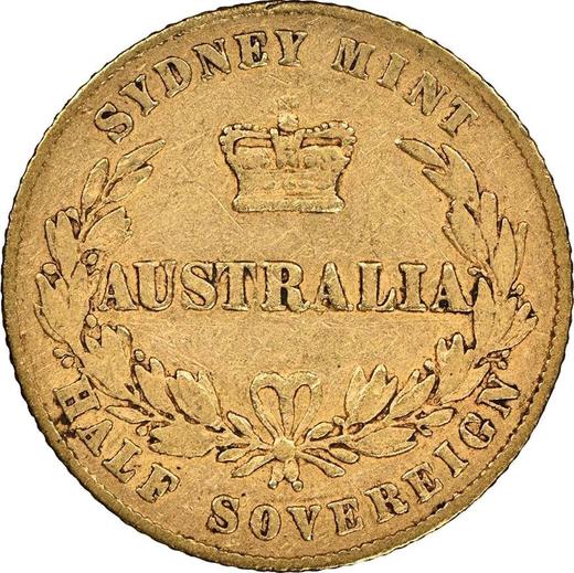 Реверс монеты - 1/2 соверена 1865 года - цена золотой монеты - Австралия, Виктория