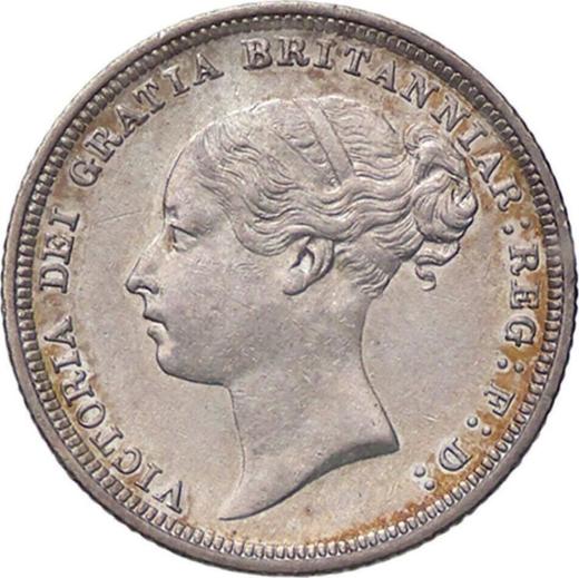 Аверс монеты - 6 пенсов 1883 года - цена серебряной монеты - Великобритания, Виктория