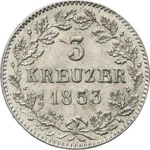 Revers 3 Kreuzer 1853 - Silbermünze Wert - Württemberg, Wilhelm I