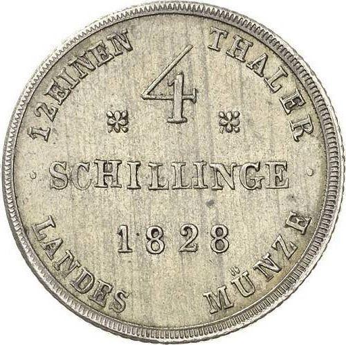 Reverse 4 Schilling 1828 - Silver Coin Value - Mecklenburg-Schwerin, Frederick Francis I