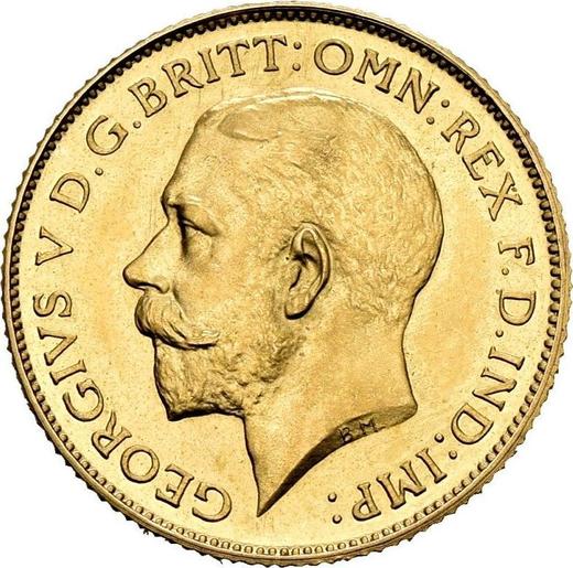 Аверс монеты - 1/2 соверена 1911 года BM - цена золотой монеты - Великобритания, Георг V