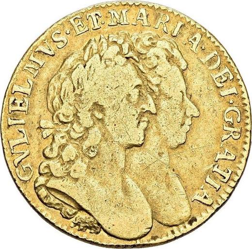 Аверс монеты - 1 гинея 1693 года Слон - цена золотой монеты - Великобритания, Вильгельм III и Мария II