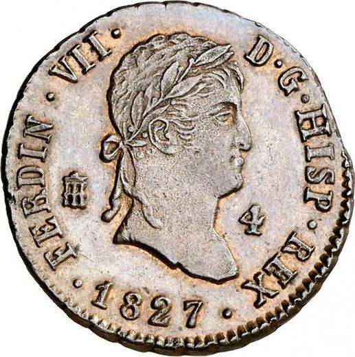Avers 4 Maravedis 1827 "Typ 1816-1833" - Münze Wert - Spanien, Ferdinand VII