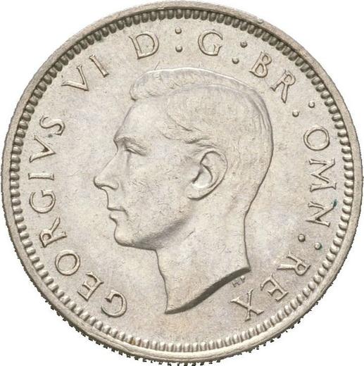 Аверс монеты - 6 пенсов 1938 года - цена серебряной монеты - Великобритания, Георг VI