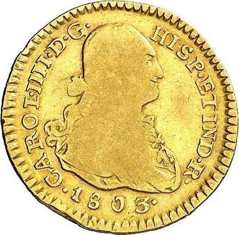 Obverse 1 Escudo 1803 P JF - Gold Coin Value - Colombia, Charles IV