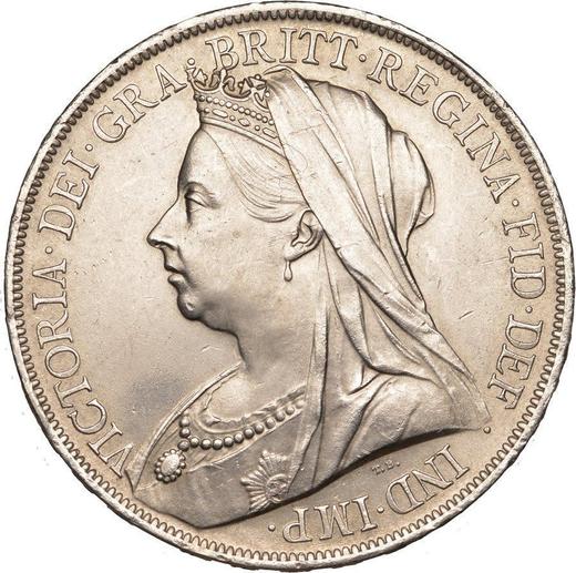 Аверс монеты - 1 крона 1900 года TB Гурт "LXIV" - цена серебряной монеты - Великобритания, Виктория