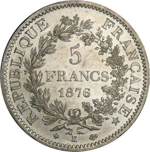 Reverse 5 Francs 1876 K "Hercules" - Silver Coin Value - France, Third Republic