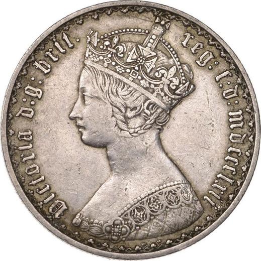 Anverso Florín (2 chelines) 1862 WW "Gótica" - valor de la moneda de plata - Gran Bretaña, Victoria