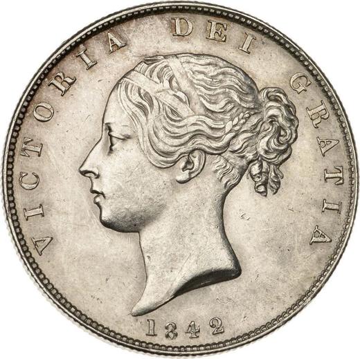 Anverso Media corona 1842 - valor de la moneda de plata - Gran Bretaña, Victoria