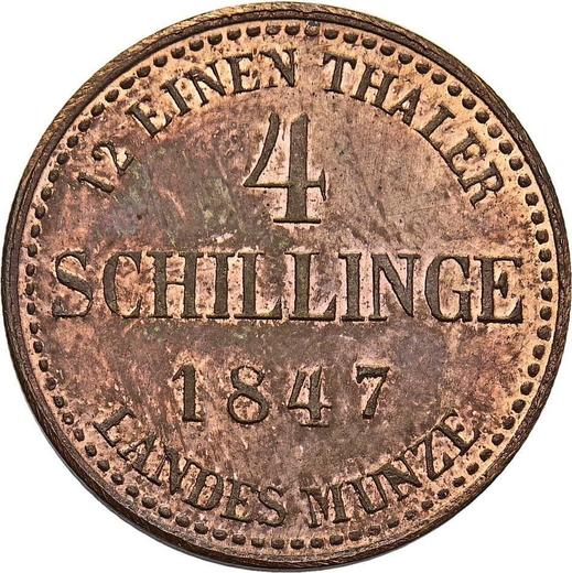 Reverso Prueba 4 chelines 1847 Cobre - valor de la moneda  - Mecklemburgo-Strelitz, Jorge