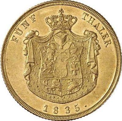 Reverse 5 Thaler 1835 - Gold Coin Value - Mecklenburg-Schwerin, Frederick Francis I
