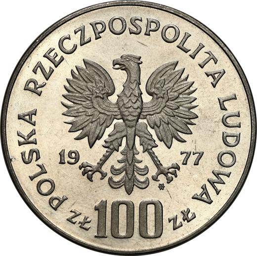 Awers monety - Próba 100 złotych 1977 MW "Henryk Sienkiewicz" Nikiel - cena  monety - Polska, PRL
