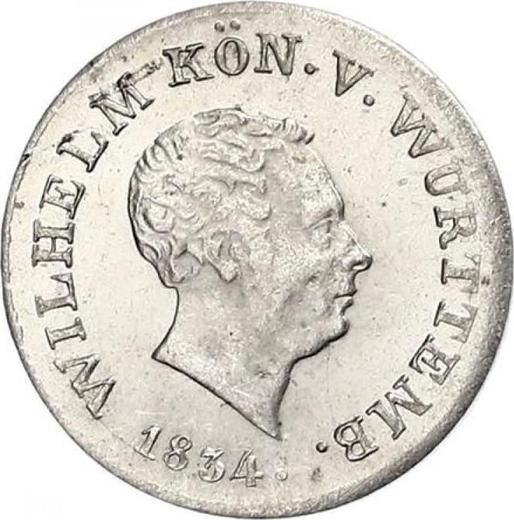 Awers monety - 6 krajcarów 1834 - cena srebrnej monety - Wirtembergia, Wilhelm I