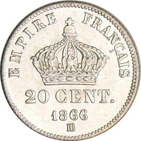 Reverse 20 Centimes 1866 BB "Type 1864-1866" - Silver Coin Value - France, Napoleon III