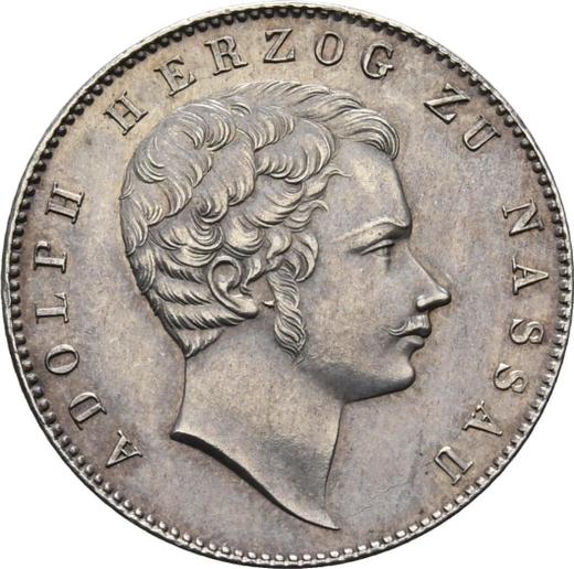 Аверс монеты - 1/2 гульдена 1840 года - цена серебряной монеты - Нассау, Адольф