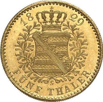 Reverse 5 Thaler 1829 S - Gold Coin Value - Saxony-Albertine, Anthony