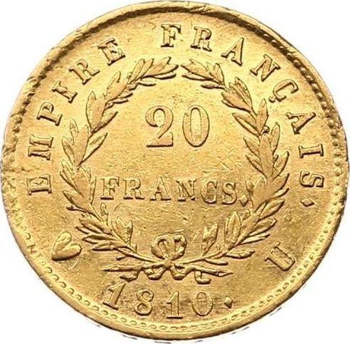 Reverse 20 Francs 1810 U "Type 1809-1815" - Gold Coin Value - France, Napoleon I
