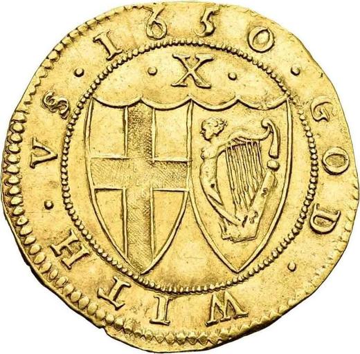 Реверс монеты - 2 кроны (Двойная крона) 1650 года - цена золотой монеты - Великобритания, Содружество