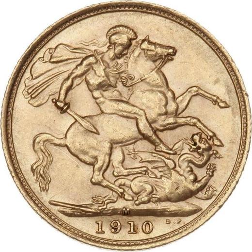 Реверс монеты - Соверен 1910 года M - цена золотой монеты - Австралия, Эдуард VII