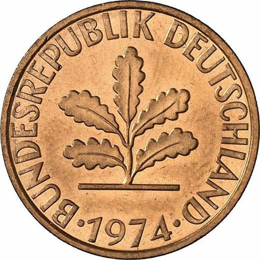 Reverse 2 Pfennig 1974 J - Coin Value - Germany, FRG