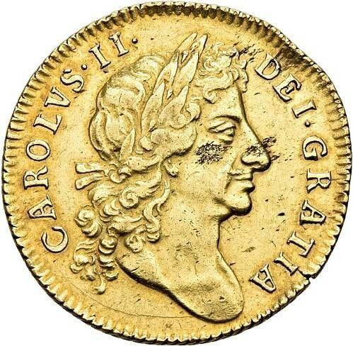 Obverse Guinea 1673 "Fourth laureate bust" - Gold Coin Value - United Kingdom, Charles II