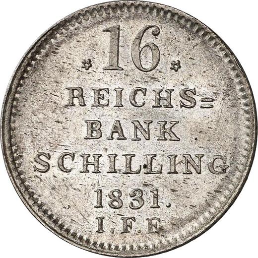 Reverso 16 schilling 1831 IFF - valor de la moneda de plata - Schleswig-Holstein, Federico VI