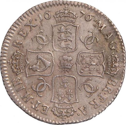 Revers 1 Schilling 1676 "Zweite Lorbeerbüste" Federn auf beiden Seiten - Silbermünze Wert - Großbritannien, Karl II