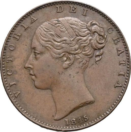 Obverse Farthing 1845 WW - Coin Value - United Kingdom, Victoria