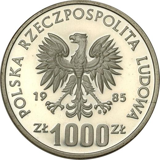 Awers monety - Próba 1000 złotych 1985 MW "Wiewiórka" Srebro - cena srebrnej monety - Polska, PRL