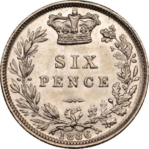 Reverse Sixpence 1886 - Silver Coin Value - United Kingdom, Victoria