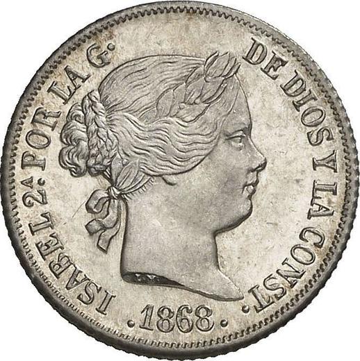Obverse 10 Centavos 1868 - Silver Coin Value - Philippines, Isabella II