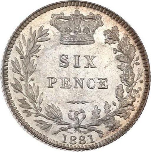 Reverse Sixpence 1881 - Silver Coin Value - United Kingdom, Victoria