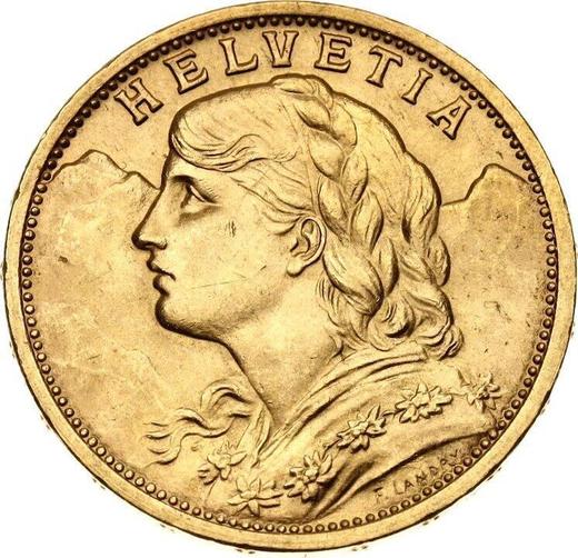 Obverse 20 Francs 1911 B "Vreneli" - Gold Coin Value - Switzerland, Confederation