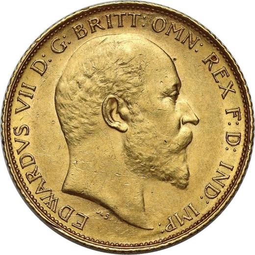 Аверс монеты - 1/2 соверена 1903 года S - цена золотой монеты - Австралия, Эдуард VII