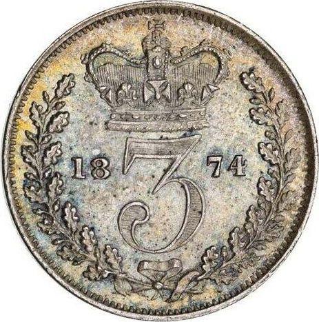 Revers 3 Pence 1874 - Silbermünze Wert - Großbritannien, Victoria